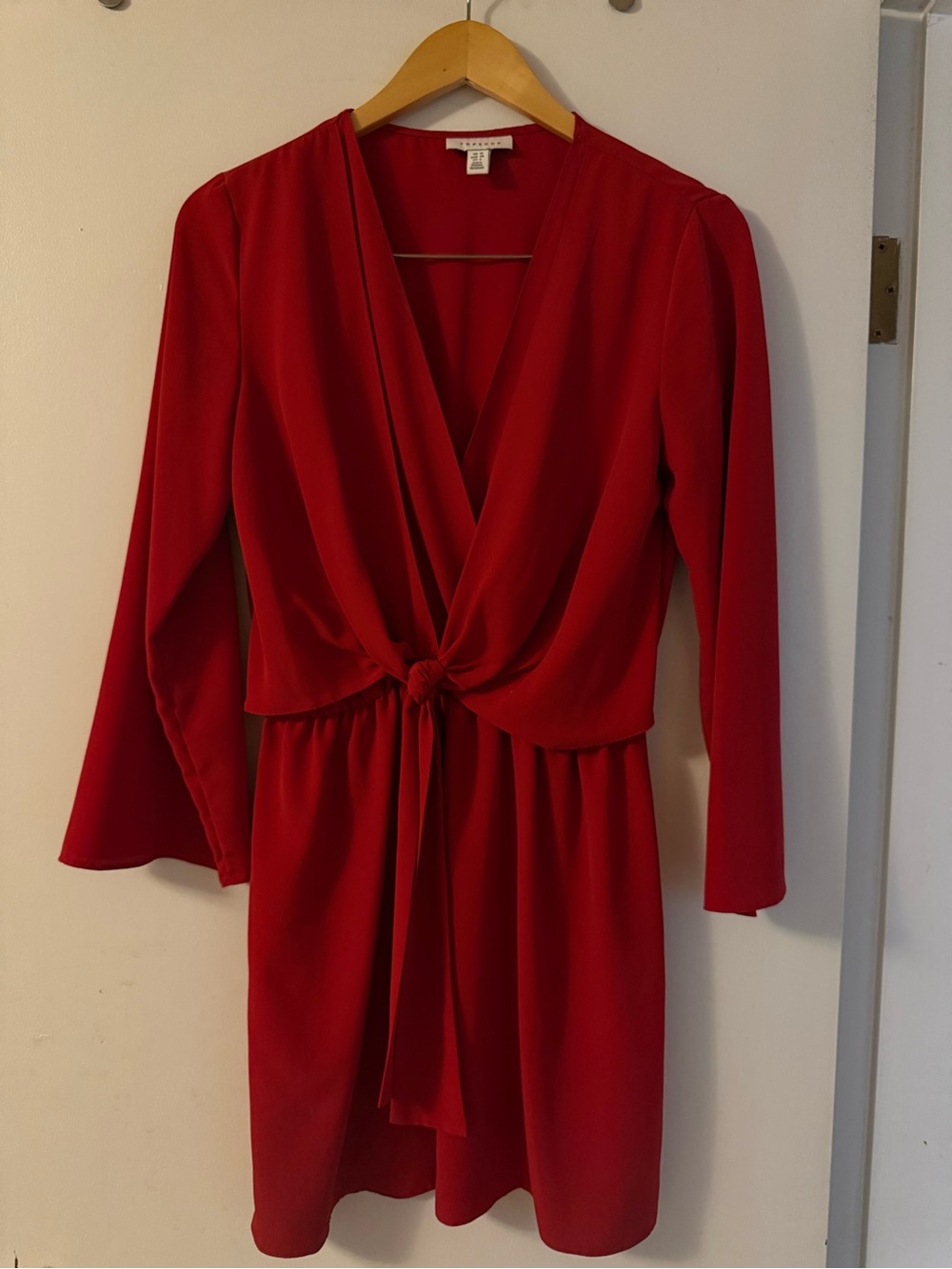 Topshop Red Tie-Front Mini Dress — Size 6